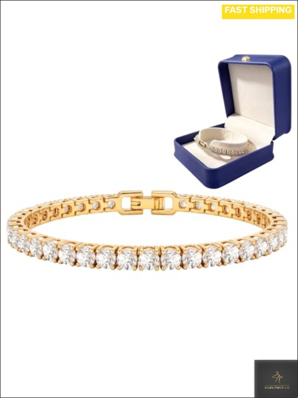 14K Gold Plated Tennis Bracelet Cubic Zirconia Women's Stackable 3mm